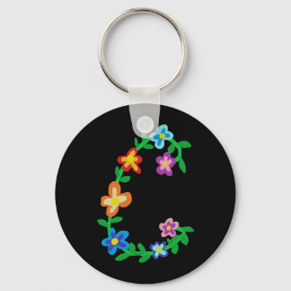 Porte-clés Monogramme floral "C"