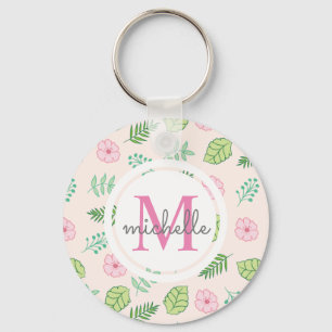 Porte-clés Monogramme floral chic moderne