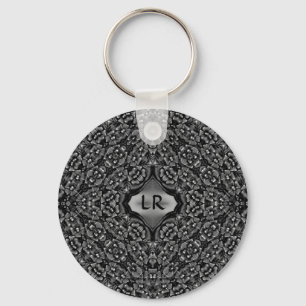 Porte-clés Monogramme floral de kaléidoscope