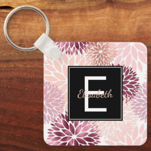 Porte-clés Monogramme floral du vin de Bourgogne et de l'aqua