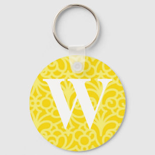 Porte-clés Monogramme floral fleuri - lettre W