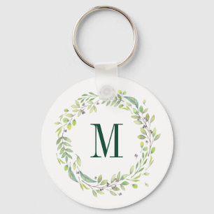 Porte-clés Monogramme floral personnalisé Folio été