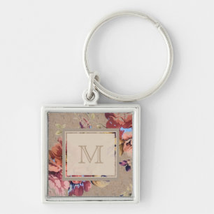 Porte-clés Monogramme floral vintage rustique