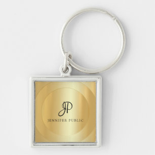Porte-clés Monogramme Gold Look Ajouter votre nom Élégant M