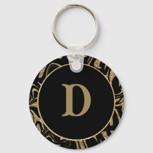 Porte-clés monogramme Gold Parties scintillant Sparkle &noir