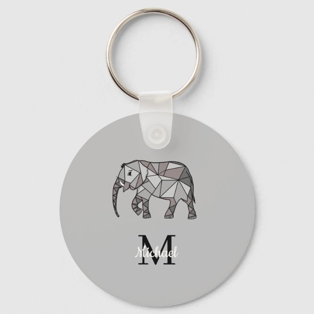 Porte-clés Monogramme Graphique mignon Eléphant Noir personna (Recto)