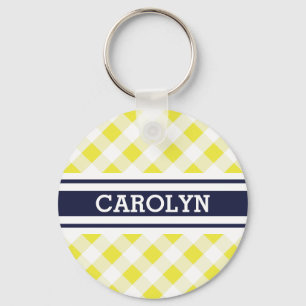 Porte-clés monogramme jaune de très bon goût chic de motif de