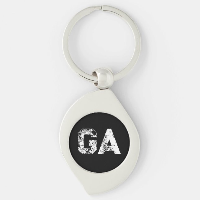 Porte-clés Monogramme Lettres Initiales Noir Blanc Simple (Devant)