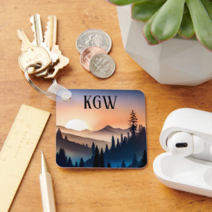Porte-clés Monogramme Lever de soleil sur la montagne