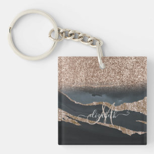 Porte-clés Monogramme Marbre Pailleté Moderne