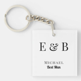 Porte-clés Monogramme Mariage Best Man Cadeau Black personnal