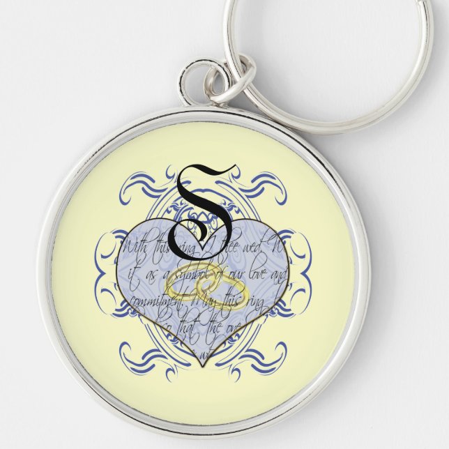 Porte-clés Monogramme Mariage Vow Heart (Devant)