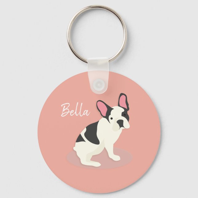 Porte-clés Monogramme. Mignonne Chien-taureau français. (Recto)