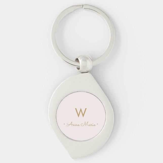 Porte-clés Monogramme minimaliste d'or rose vif moderne (Devant)