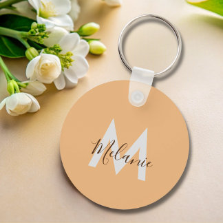 Porte-clés Monogramme minimaliste élégant orange moderne