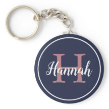 Monogramme moderne bleu et rose