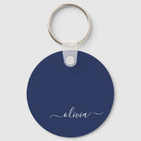 Monogramme moderne bleu marine et blanc