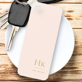 Porte-clés Monogramme Moderne Classique Minimaliste Blush Gol