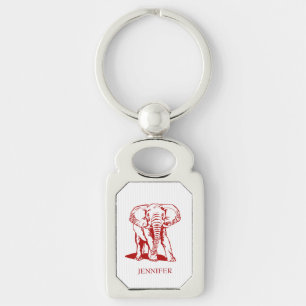 Porte-clés Monogramme moderne Eléphant rouge foncé