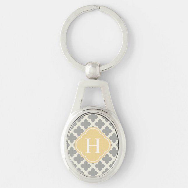 Porte-clés Monogramme moderne gris et de couleur chamois de (Devant)