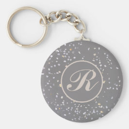Porte-clés Monogramme Moderne Gris Terrazzo