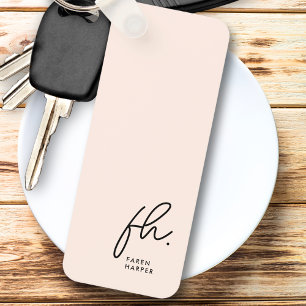 Porte-clés Monogramme Moderne Minimal Initiales De Script Ros