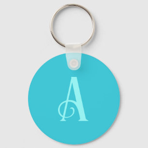 Porte-clés Monogramme Moderne Minimal Turquoise