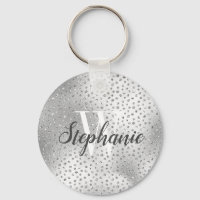 Monogramme motif confetti Faux Diamant Argent