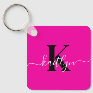 Porte-clés Monogramme noir rose chaud moderne