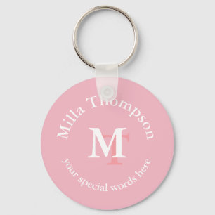 Porte-clés monogramme . nom et initiales . son rose personnal