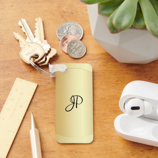 Porte-clés Monogrammé Nom initial Faux Gold Trendy (Bureau)