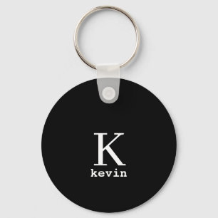 Porte-clés Monogramme nom personnalisé noir élégant moderne