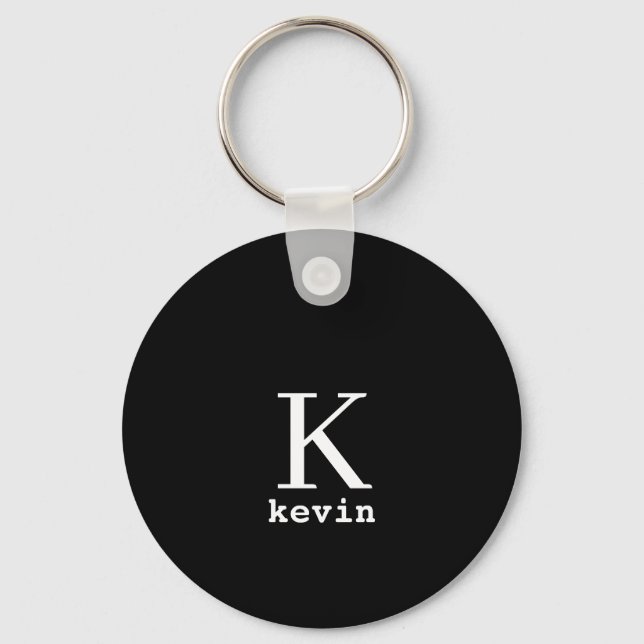 Porte-clés Monogramme nom personnalisé noir élégant moderne (Recto)