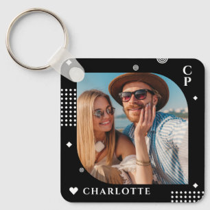Porte-clés Monogramme Nom Photo Tendance Simple Moderne
