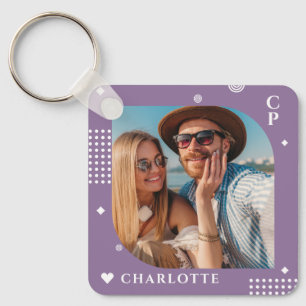 Porte-clés Monogramme Nom Photo Tendance Simple Moderne