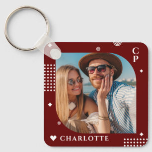 Porte-clés Monogramme Nom Photo Tendance Simple Moderne