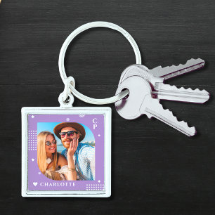 Porte-clés Monogramme Nom Photo Tendance Simple Moderne