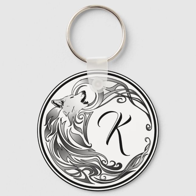 Porte-clés Monogramme ombragé de loup tribal (Recto)