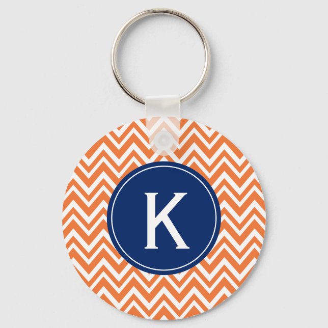 Porte-clés Monogramme Orange Zigzag Motif (Recto)