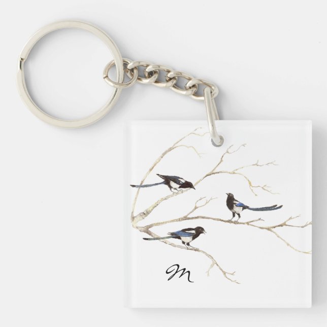 Porte-clés Monogramme ou nom personnalisé Magpie Famille Oise (Devant)