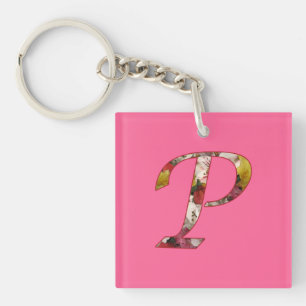Porte-clés Monogramme P Floral Design Porte - clé
