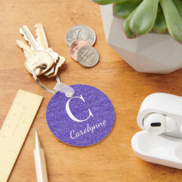 Porte-clés Monogramme Pailleté Élégant Violet