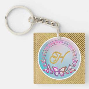 Porte-clés Monogramme papillon personnalisé