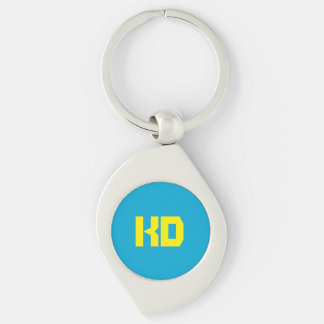 Porte-clés Monogramme personnalisé bleu, jaune