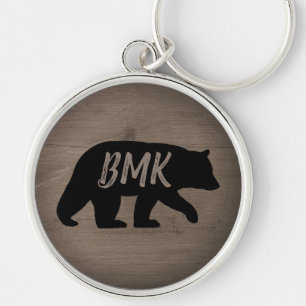 Porte-clés Monogramme personnalisé de l'ours noir