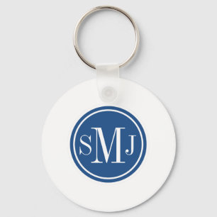 Porte-clés Monogramme personnalisé et bleu classique