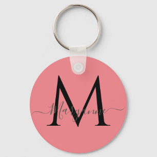 Porte-clés Monogramme personnalisé Girl Pink 