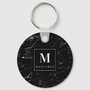 Porte-clés Monogramme personnalisé Marbre noir