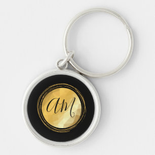 Porte-clés Monogramme personnalisé minimal métallisé or