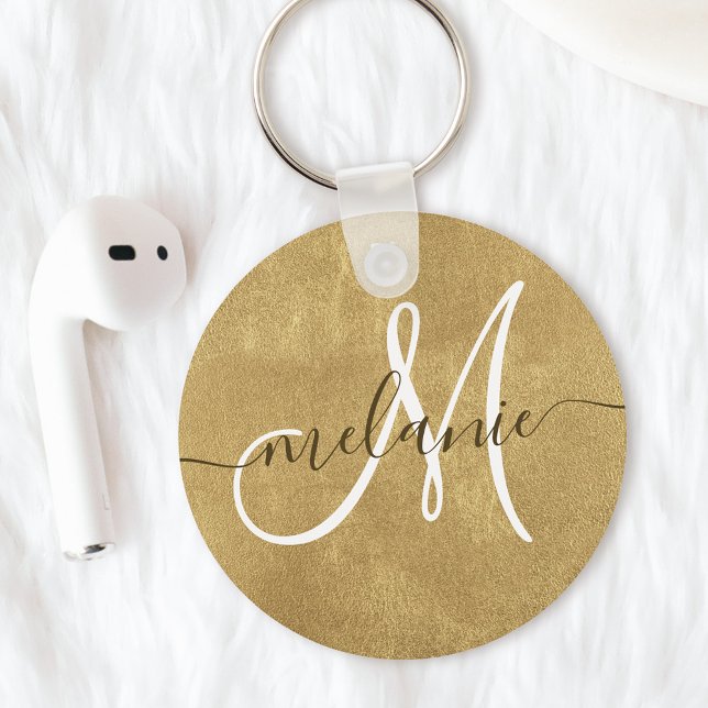 Porte-clés Monogramme personnalisé Nom Écriture manuscrite Fe (Créateur téléchargé)